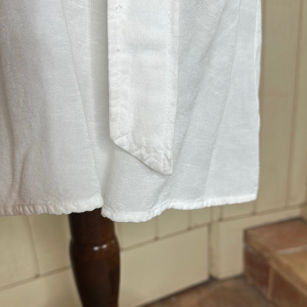 Cloth & Stone Anthropologie Small White Button-Down Dress with Front Tie - Picture 2 of 7